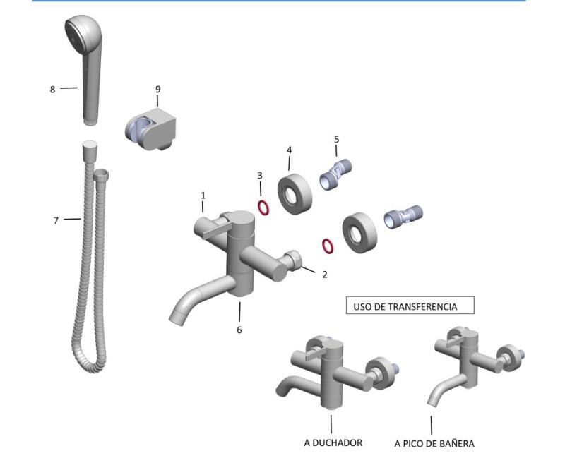 Grifería Ducha Monocomando Exterior Peirano Steel 83-205