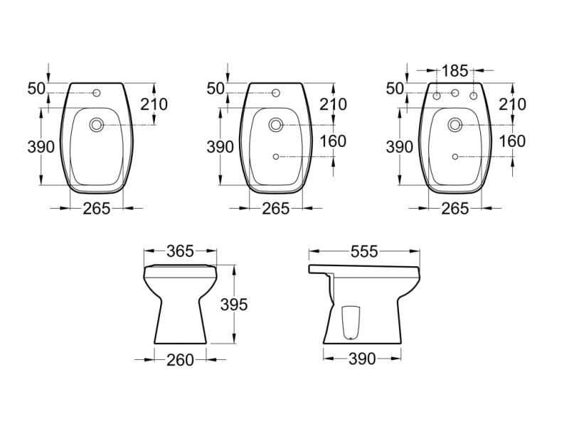 Bidé  lluvia con 3 orificios Roca Monaco Blanco