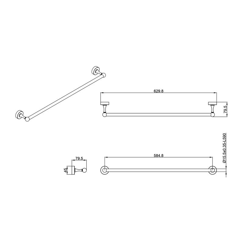 Toallero Barral Peirano Stick Linea 19010 Cromo (adhesivo)