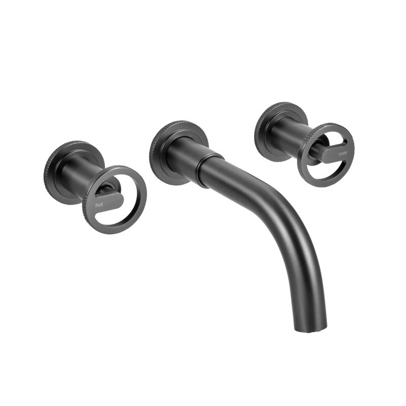 Grifería Lavatorio Pared Baño Peirano Pulse Grafito 62-175GR