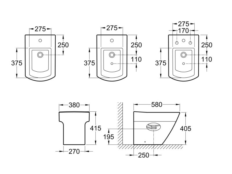 Bidet lluvia con 1 orificio Roca Hall