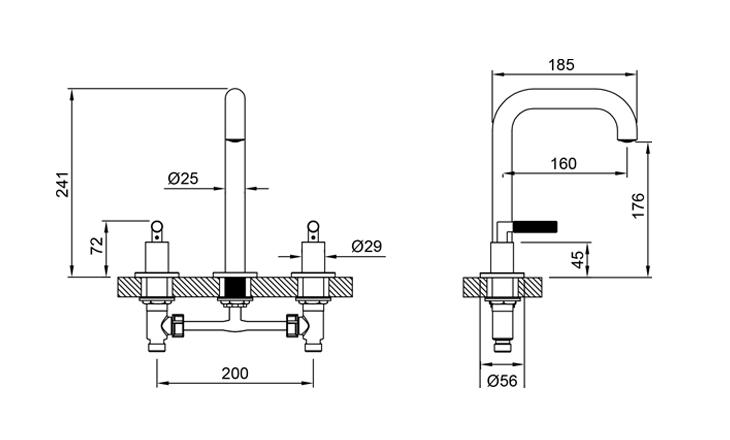 Grifería Lavatorio Mesada Bicomando Peirano Beat Niquel 60-201NI