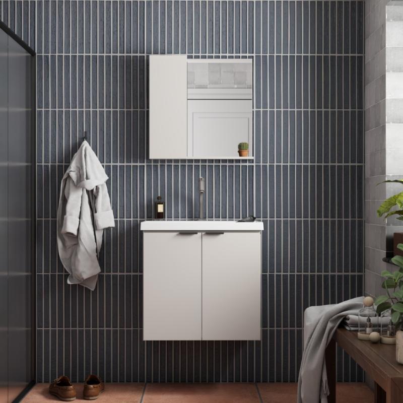 Vanitory Mueble Colgante Con Bacha Cozimax Aster 60 Beige
