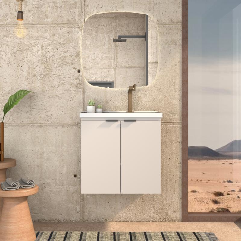 Vanitory Mueble Colgante Con Bacha Cozimax Aster 60 Beige