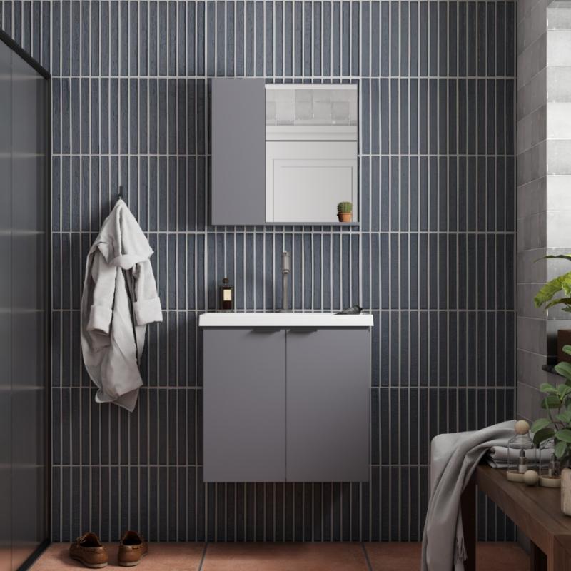 Vanitory Mueble Colgante Con Bacha Cozimax Aster 60 Gris