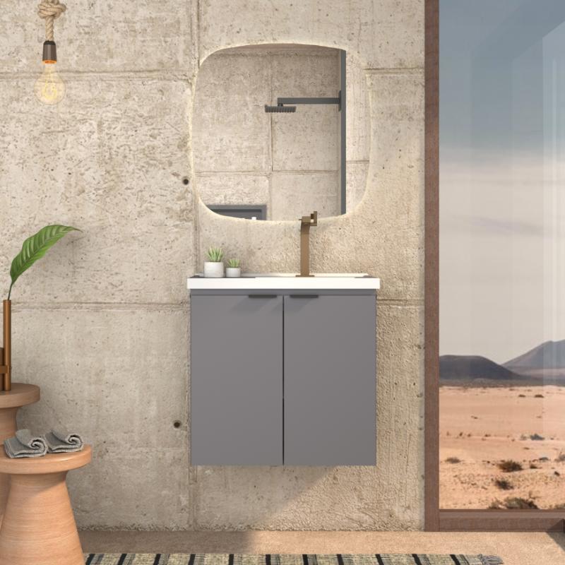 Vanitory Mueble Colgante Con Bacha Cozimax Aster 60 Gris