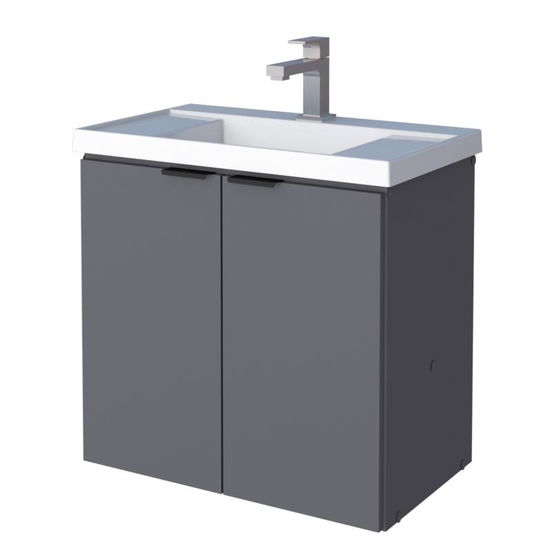 Vanitory Mueble Colgante Con Bacha Cozimax Aster 60 Gris