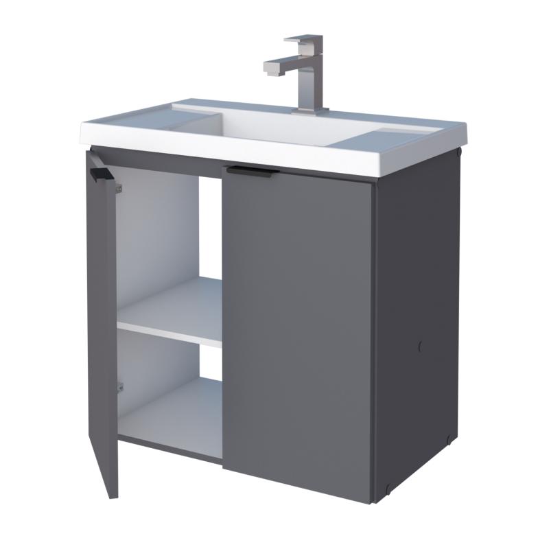 Vanitory Mueble Colgante Con Bacha Cozimax Aster 60 Gris