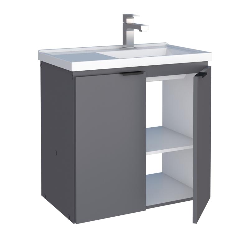 Vanitory Mueble Colgante Con Bacha Cozimax Aster 60 Gris