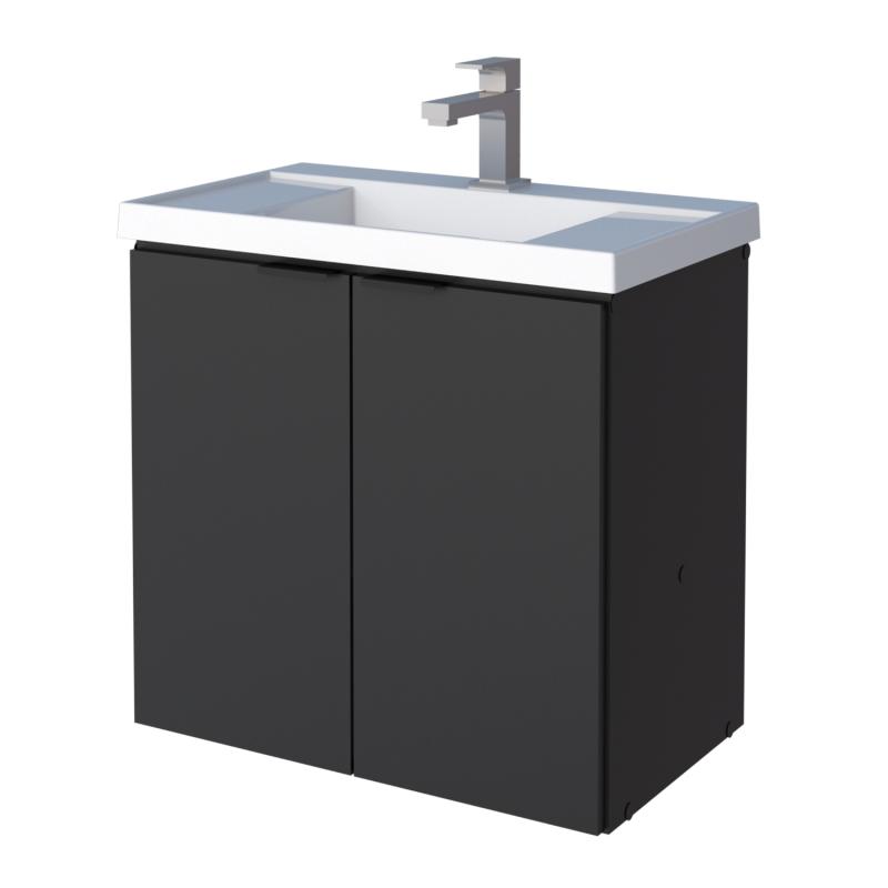 Vanitory Mueble Colgante Con Bacha Cozimax Aster 60 Negro