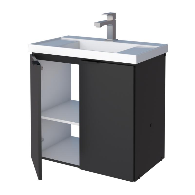 Vanitory Mueble Colgante Con Bacha Cozimax Aster 60 Negro