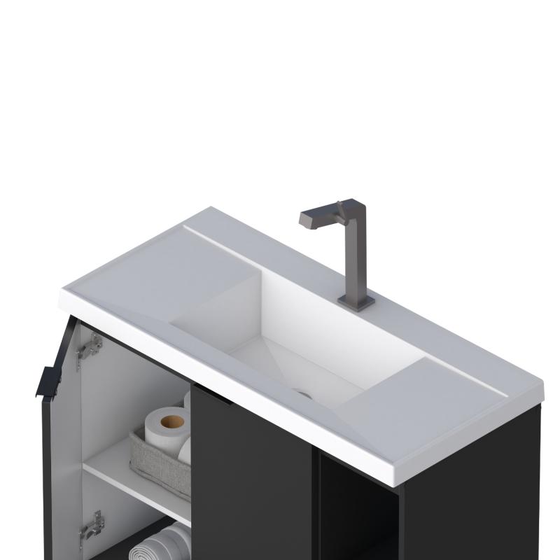 Vanitory Mueble Colgante Con Bacha Cozimax Aster 60 Negro