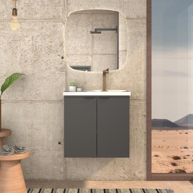Vanitory Mueble Colgante Con Bacha Cozimax Aster 60 Negro