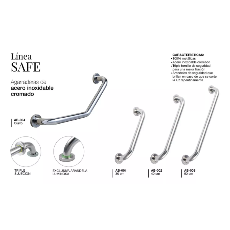 Agarradera Barral Seguridad Acero Inox 40cm Peirano (AB-002)