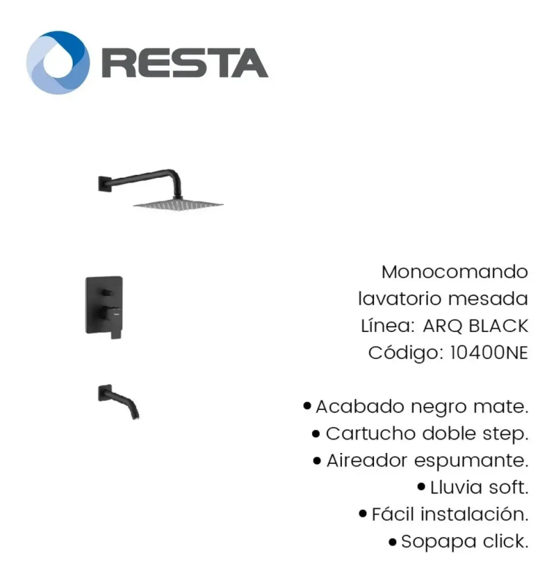 Grifería Ducha Con Transferencia Monocomando Piazza ARQ 10406NE