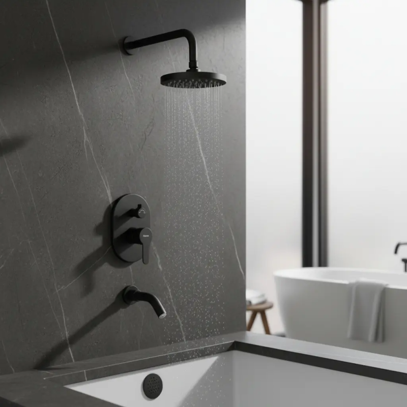 Grifería Ducha De Embutir C/Transf Monoc Peirano Adra Black Plus (80-203N)