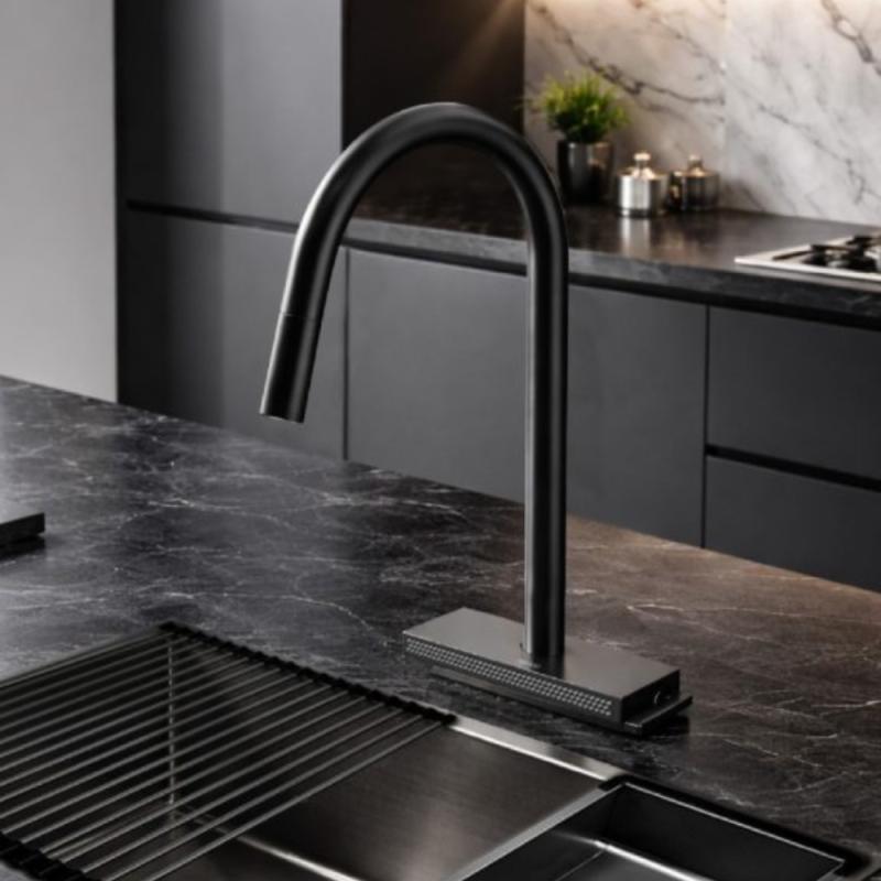 Grifería Cocina Monoc Multifunción Extensible Peirano Zenith 20-182 Negro Mate