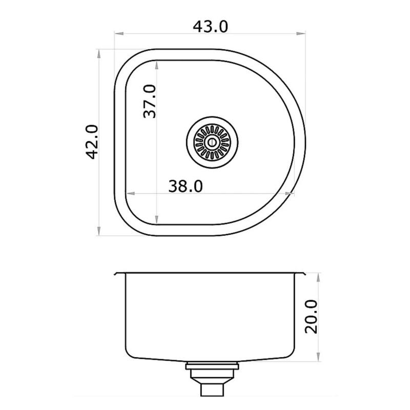 Pileta Simple Cocina 37x38cm Acero Inoxidable Mi Pileta 500E