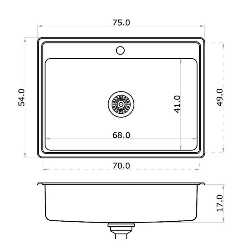 Bacha Cocina Designia 70x42x17cm Acero Inox. Mi Pileta 780E