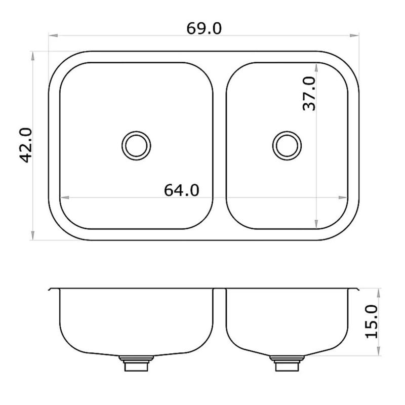 Bacha Doble Cocina Acero Inoxidable Mi Pileta 105EC