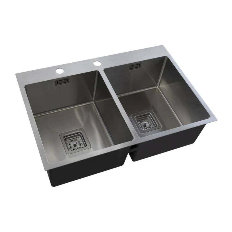 Bacha Doble Encastrable Acero Inox. Mi Pileta 746