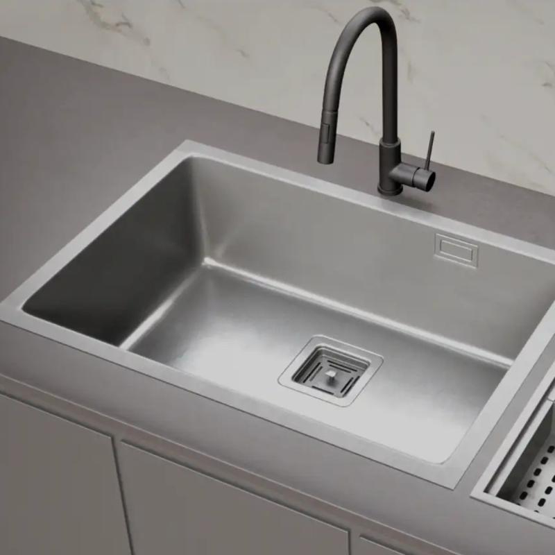 Bacha Cocina Simple 60x40 Mi Pileta Essentia 660 Plateado