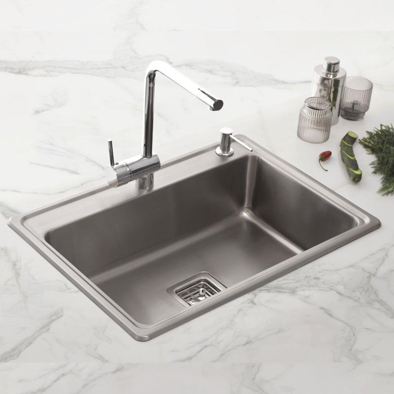 Bacha Cocina Mi Pileta 783ED + Dosificador Acero Inox. Plateado