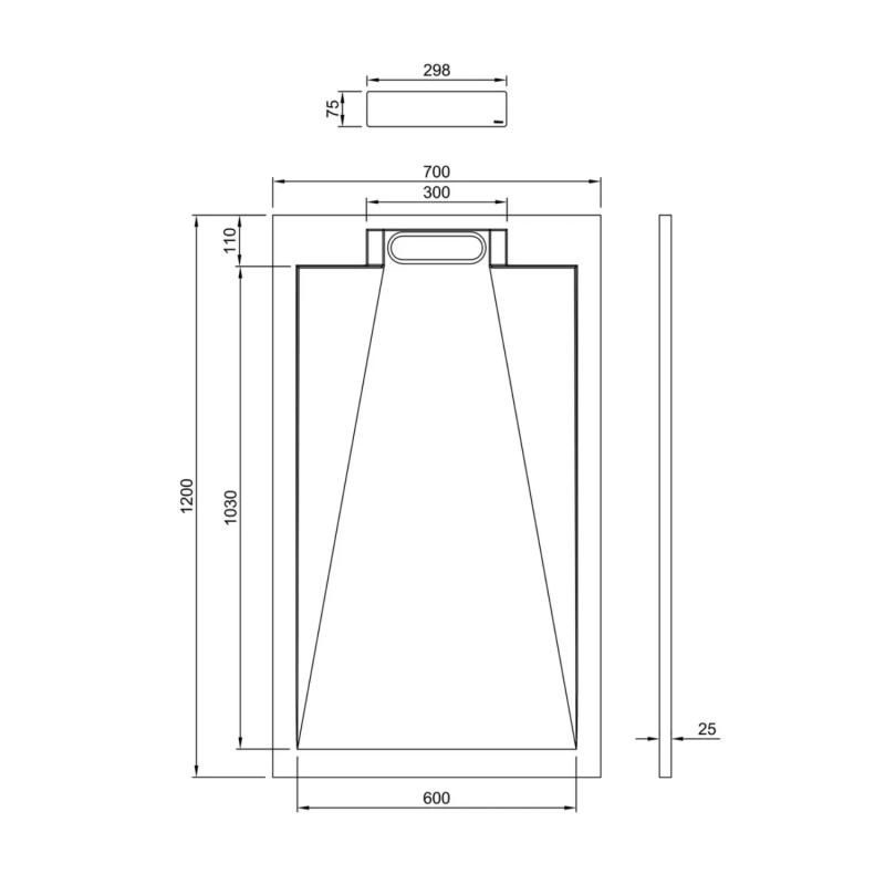 Receptáculo Piso De Ducha Resina Poliester Peirano PDU102 Blanco