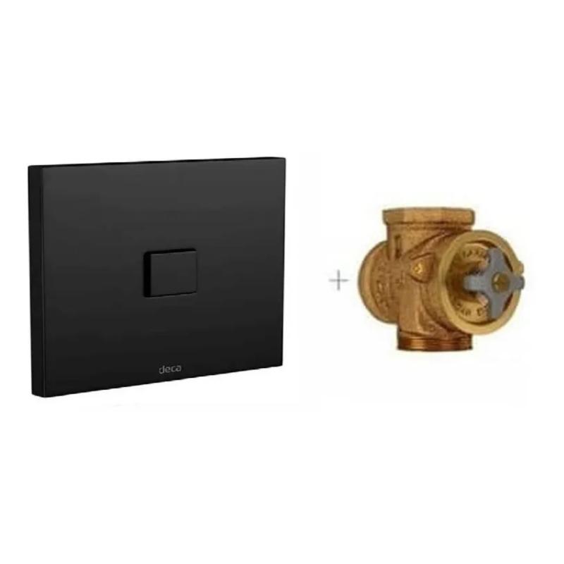 Válvula Descarga Inodoro + Tecla Deca Hydra Slim Black 51011