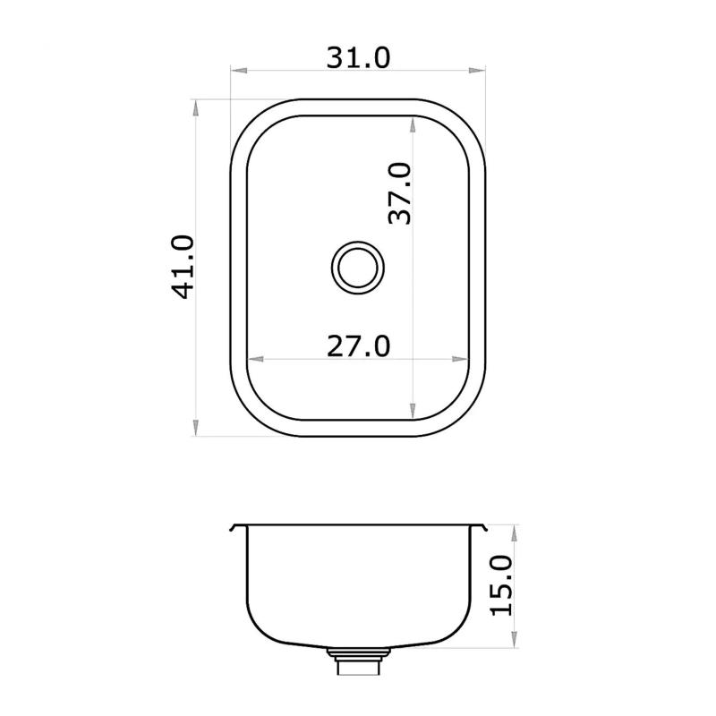 Bacha Pileta Cocina Simple Acero Inoxidable Mi Pileta 101EC