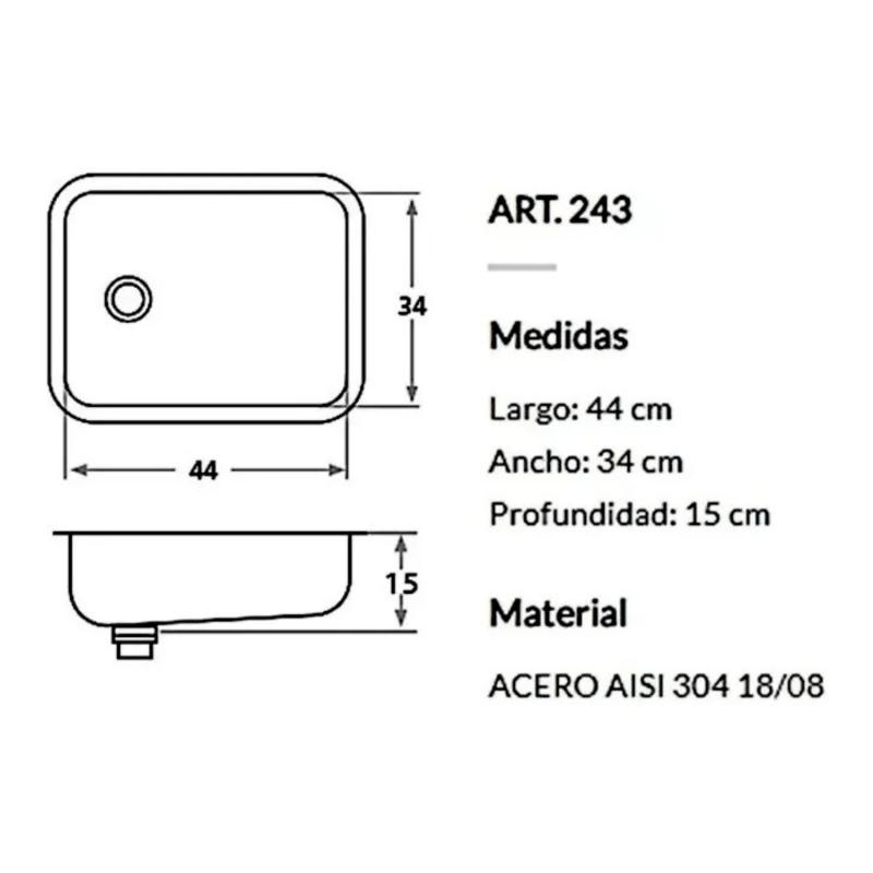 Bacha Pileta Cocina Simple Acero Inoxidable Mi Pileta 243