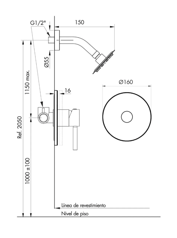 Grifería Ducha Sin Transf Fv Inox One Acero Inox 0108/I1-AI