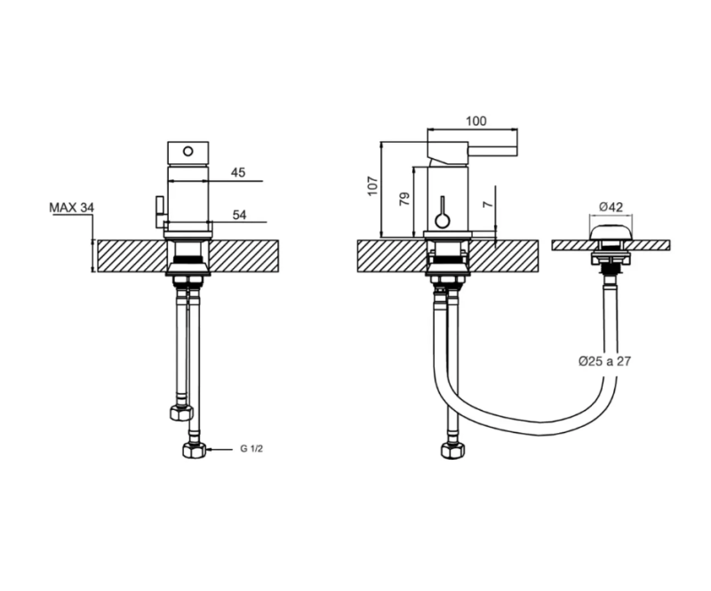 Grifería Bidet Monocomando Fv Inox One Acero Inox 0189/I1-AI