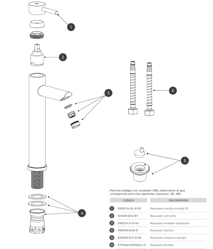 Grifería Lavatorio Alto Monoc Fv Inox One 0181.02/I1-AI