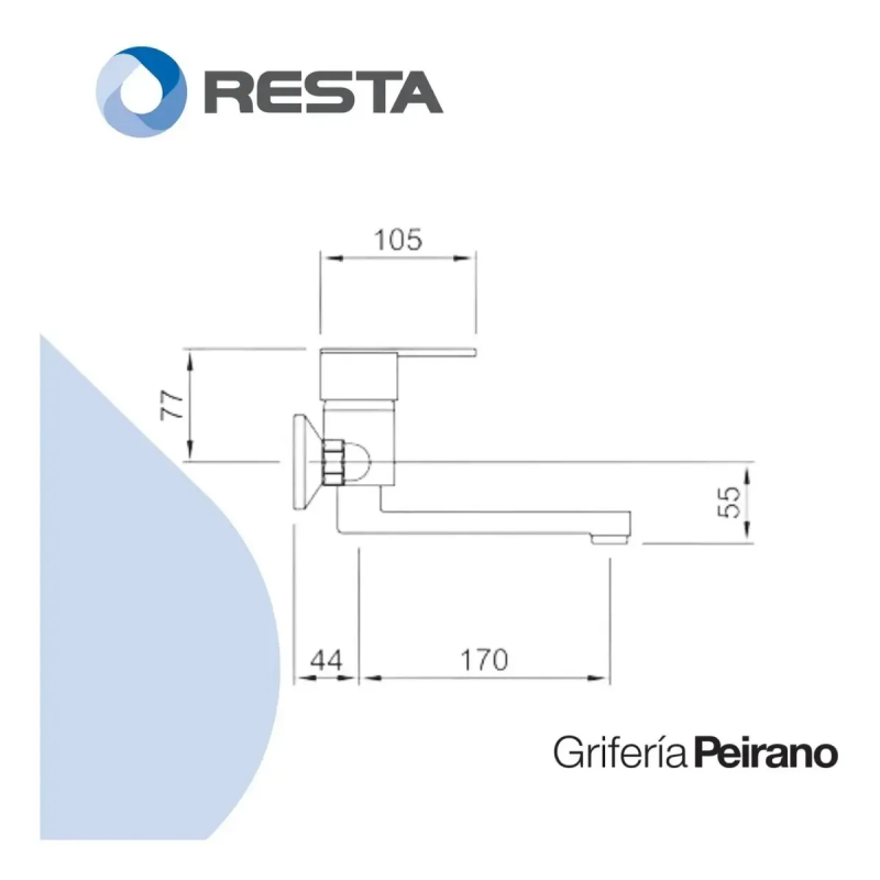 Grifería De Cocina Monocomando Peirano Bilbao 54-130 Cromo