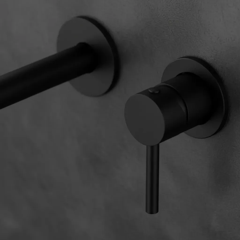 Grifería Lavatorio De Pared Monoc Fv Inox One Black 0206/I1-NG