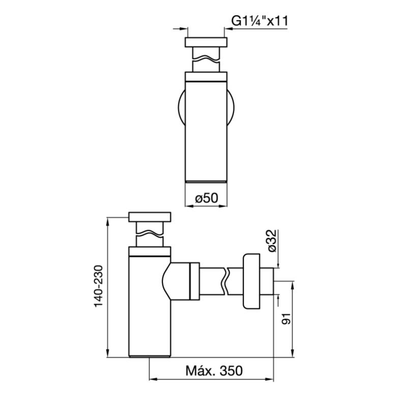 Descarga Con Sifón Minimalista Para Lavatorio Fv 0242.01