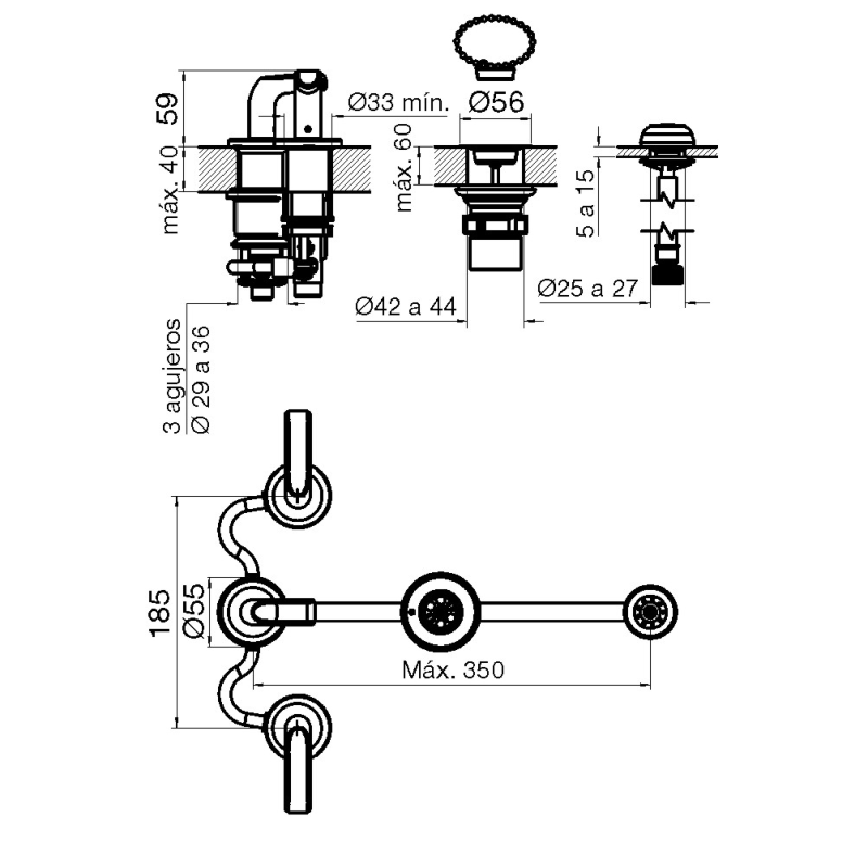 Grifería Bidet Baño Fv Cipres 0295/N2-NG