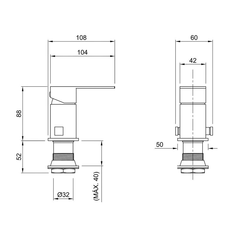 Grifería Bidet Monocomando Peirano Mat 70-183