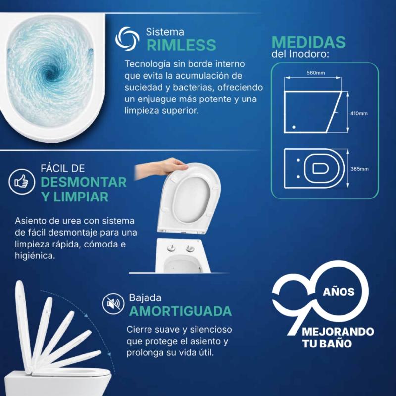 Combo Inodoro Corto + Asiento + Deposito Embutir Ideal Moroti