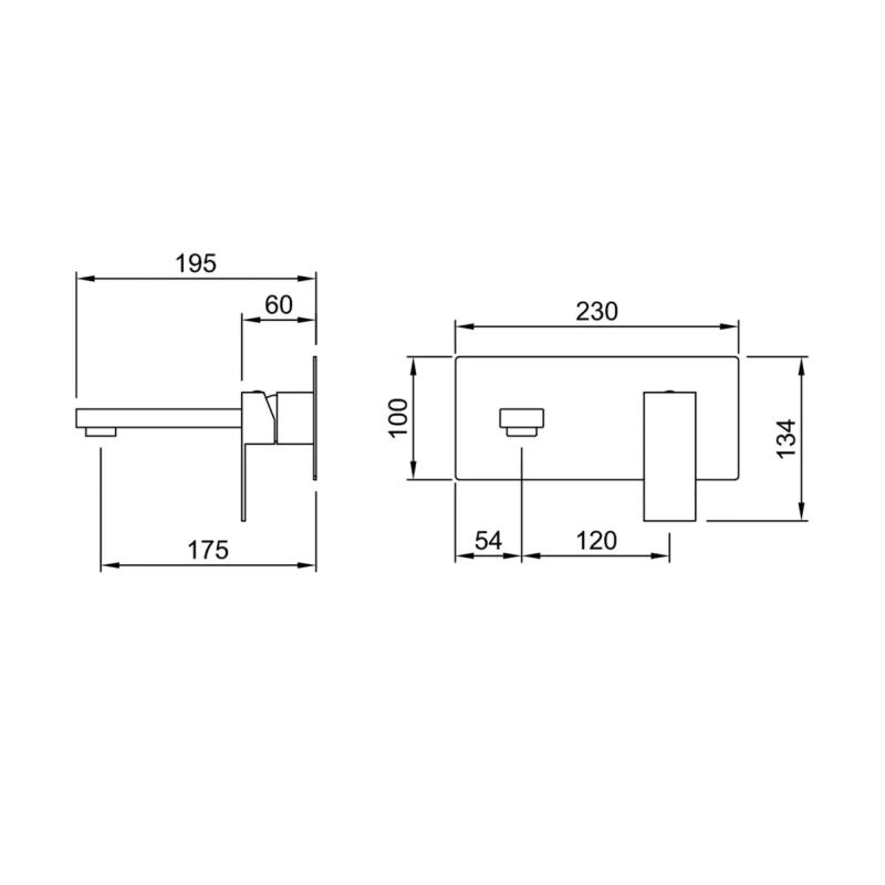 Grifería Lavatorio De Pared Monocomando Peirano Mat 63-183