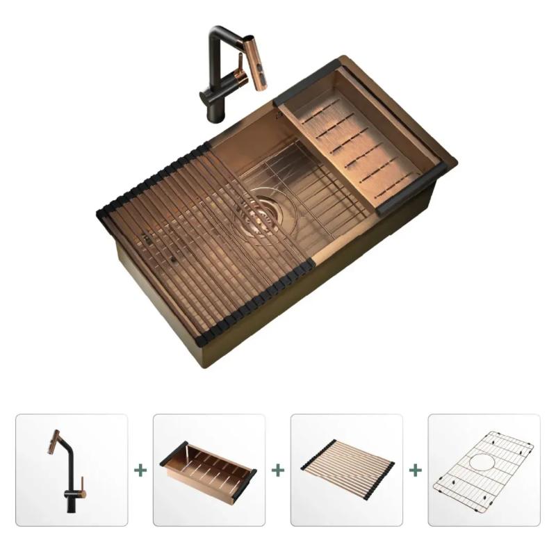 Kit Bacha Signature Enkel 75 Rose Gold + Grifería Glow Johnson Acero