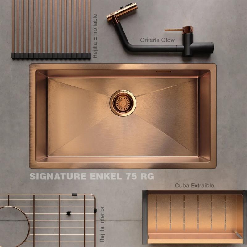 Kit Bacha Signature Enkel 75 Rose Gold + Grifería Glow Johnson Acero