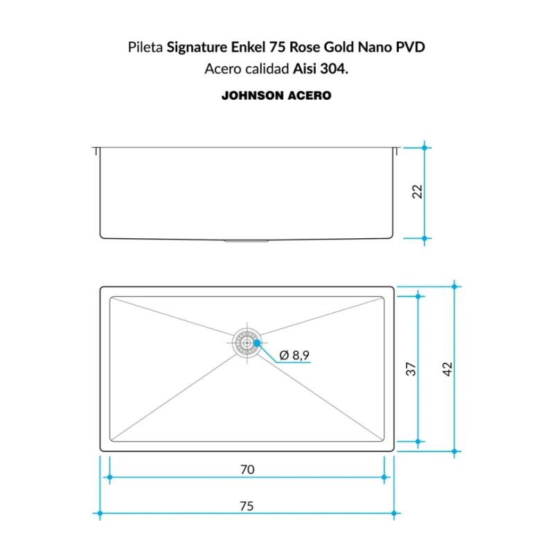 Kit Bacha Signature Enkel 75 Rose Gold + Grifería Glow Johnson Acero