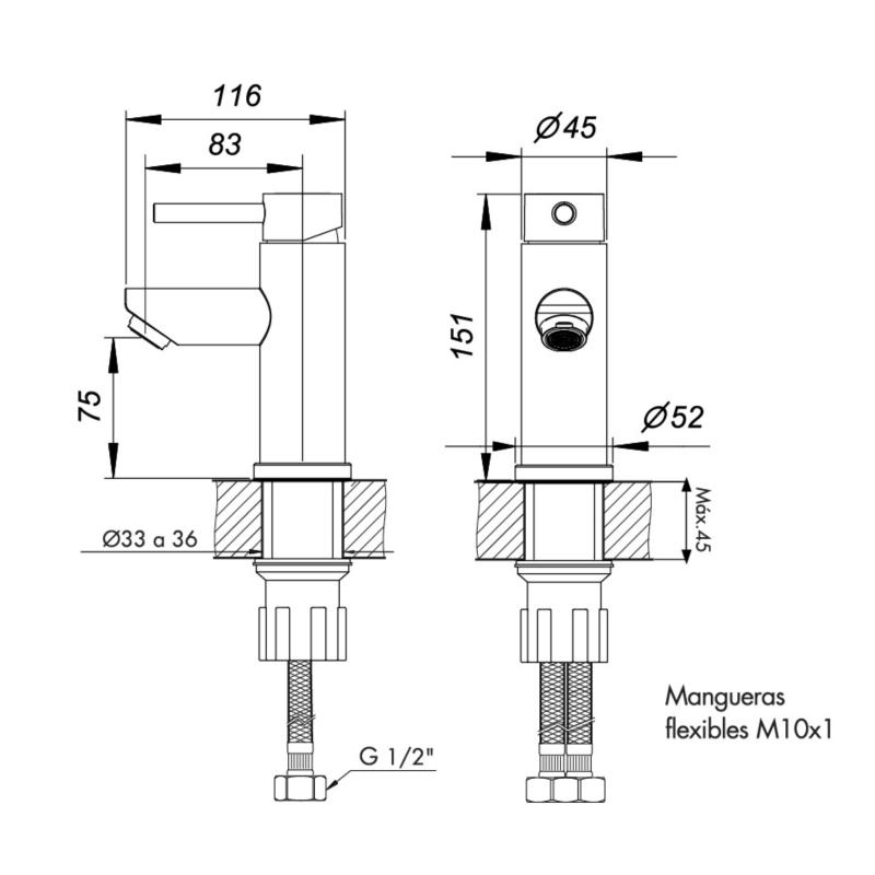 Lavatorio Bajo Monocomando Fv Inox One S 0181/I1S-AI