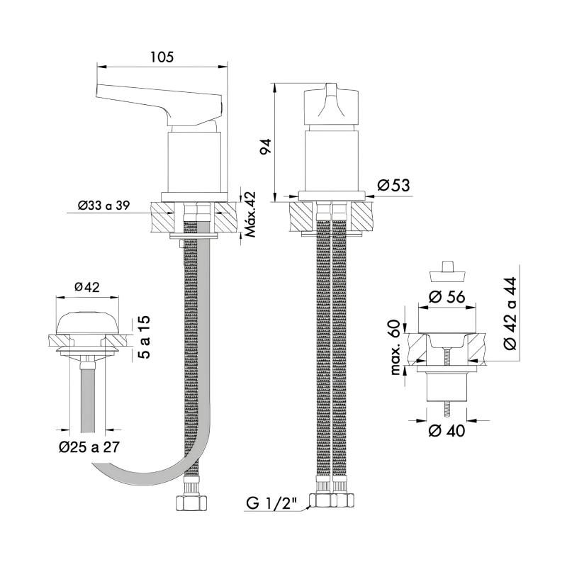 Grifería Bidet Monocomando Fv Halo 0189.01/M9-CR