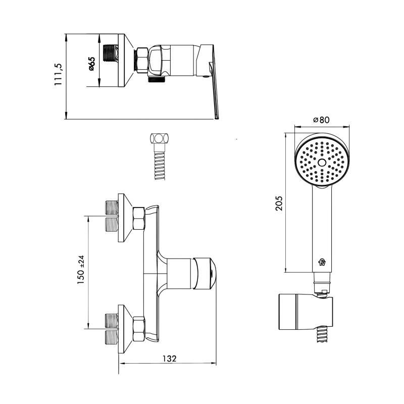Ducha Duchador De Mano Exterior Sin Transf Fv Halo 0311/M9-CR