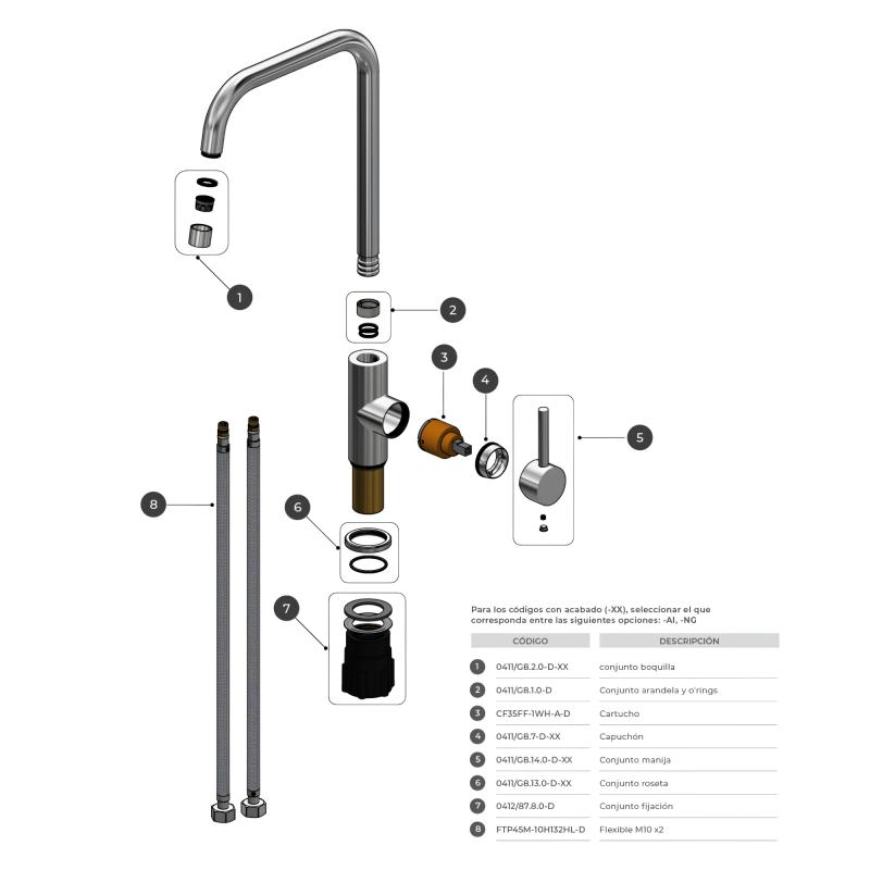 Grifería Cocina Monoc Fv Mauna Brushed Brass 0411.04/G8-BB