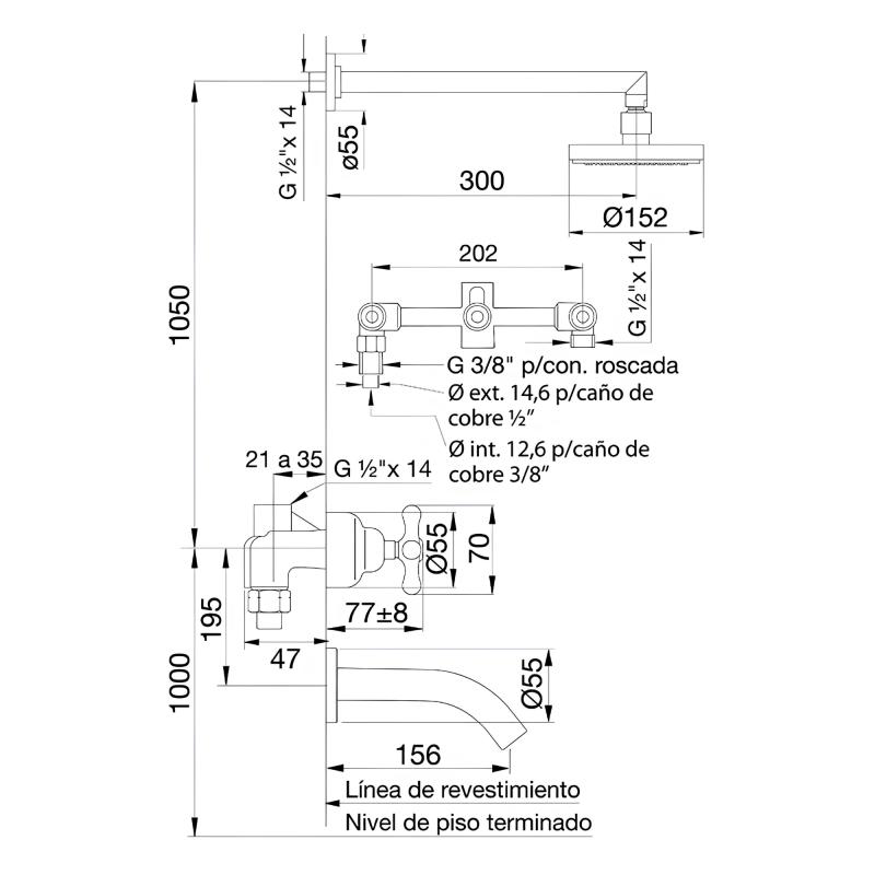 Grifería Ducha Con Transferencia Fv Malena Plus 0103/16P-CR