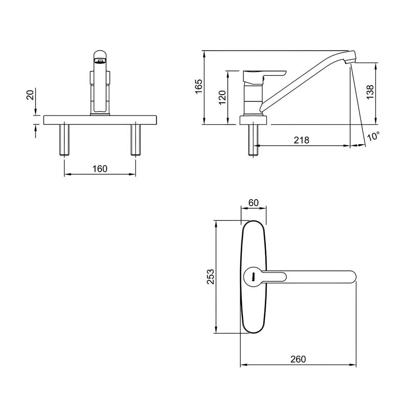 Grifería Cocina Monocomando Peirano Dique Duo 21-160 Cromo